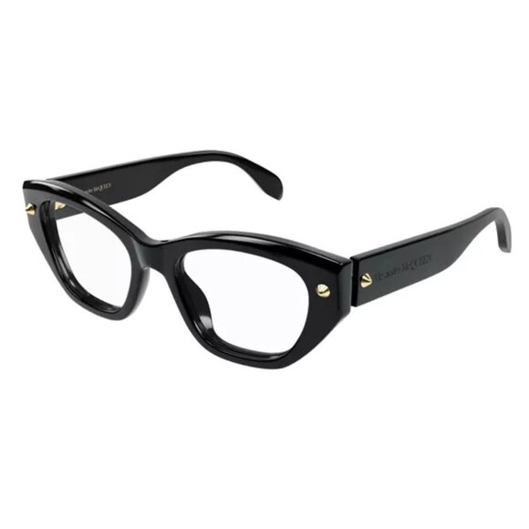 NEW ALEXANDER MCQUEEN EYEGLASSES AM0410O 001, WOMEN BLACK CAT EYE EYEWEAR - Picture 2 of 3